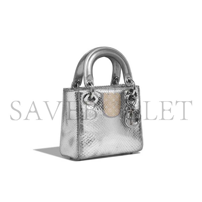 DIOR LADY MINI PYTHON SILVER (17*15*7cm) 